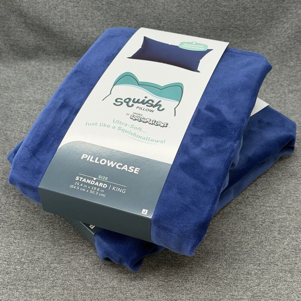 SquishPillow Original Squishmallows Ultra Soft Standard KING Pillowcase Set Blue